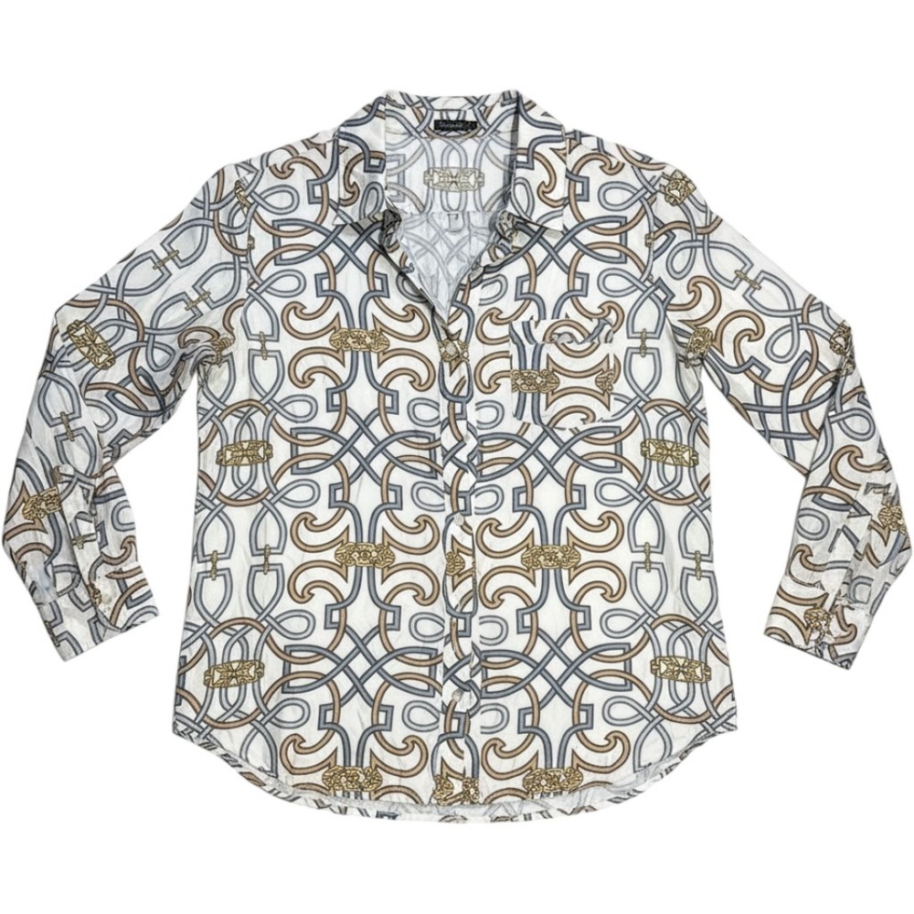 J.McLaughlin‎ Silk Blend Blouse Women Size M Cream Office Chic Quiet Luxury